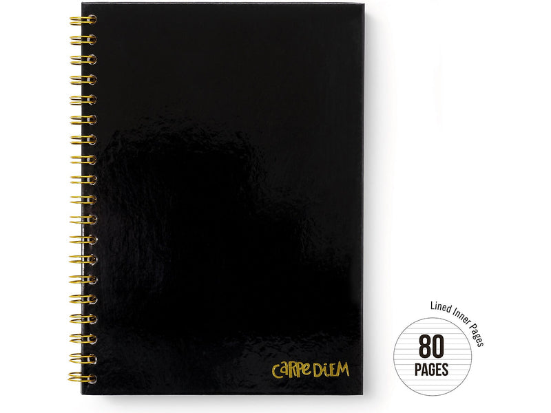 Carpe Diem 1-Subject Notebook, 7.5" x 9.75", Wide-Ruled, 80 Sheets, Black (9375-CD)