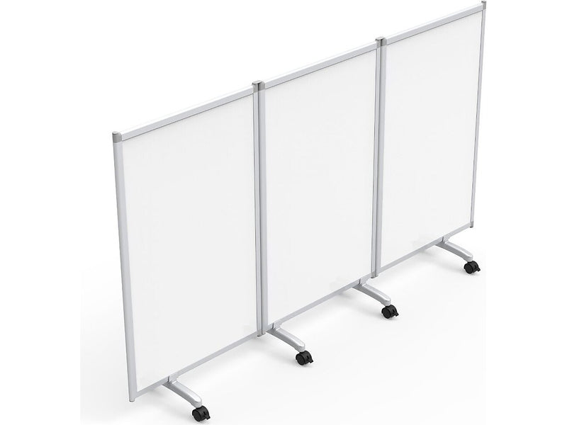 Luxor Freestanding 3-Panel Mobile Magnetic Whiteboard Room Divider, 53.5"H x 91"W, White (MB9152WW)