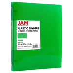 JAM Paper 1/2" 3-Ring Flexible Poly Binder, Green (PB75237GR)
