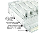 Azar 3.5" x 12" Pegboard 6-Compartment Cosmetic Tray with Tester Tray, Clear, 2/Pack (225840-TESTER-6COMP-2PK)