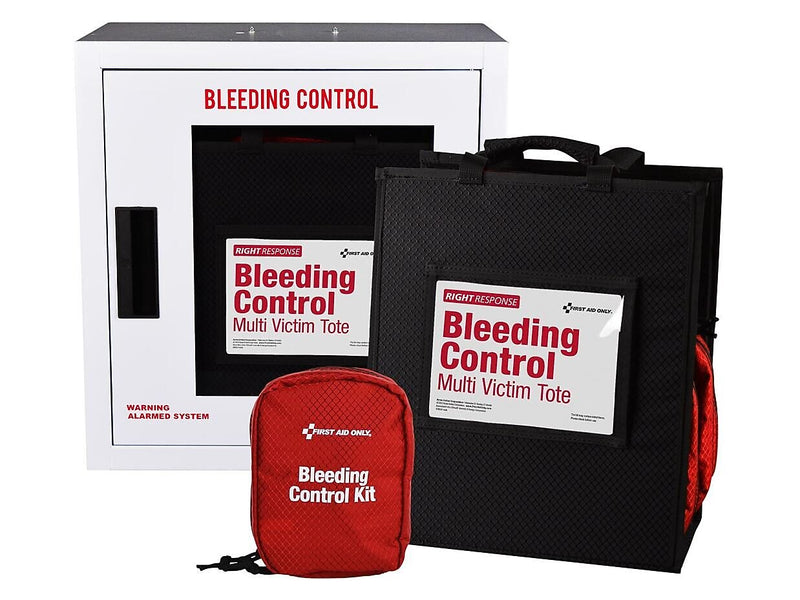 First Aid Only Right Response Bleeding Control Cabinet with Multiple Victim Tote, California AB2260, with Alarm (91522)