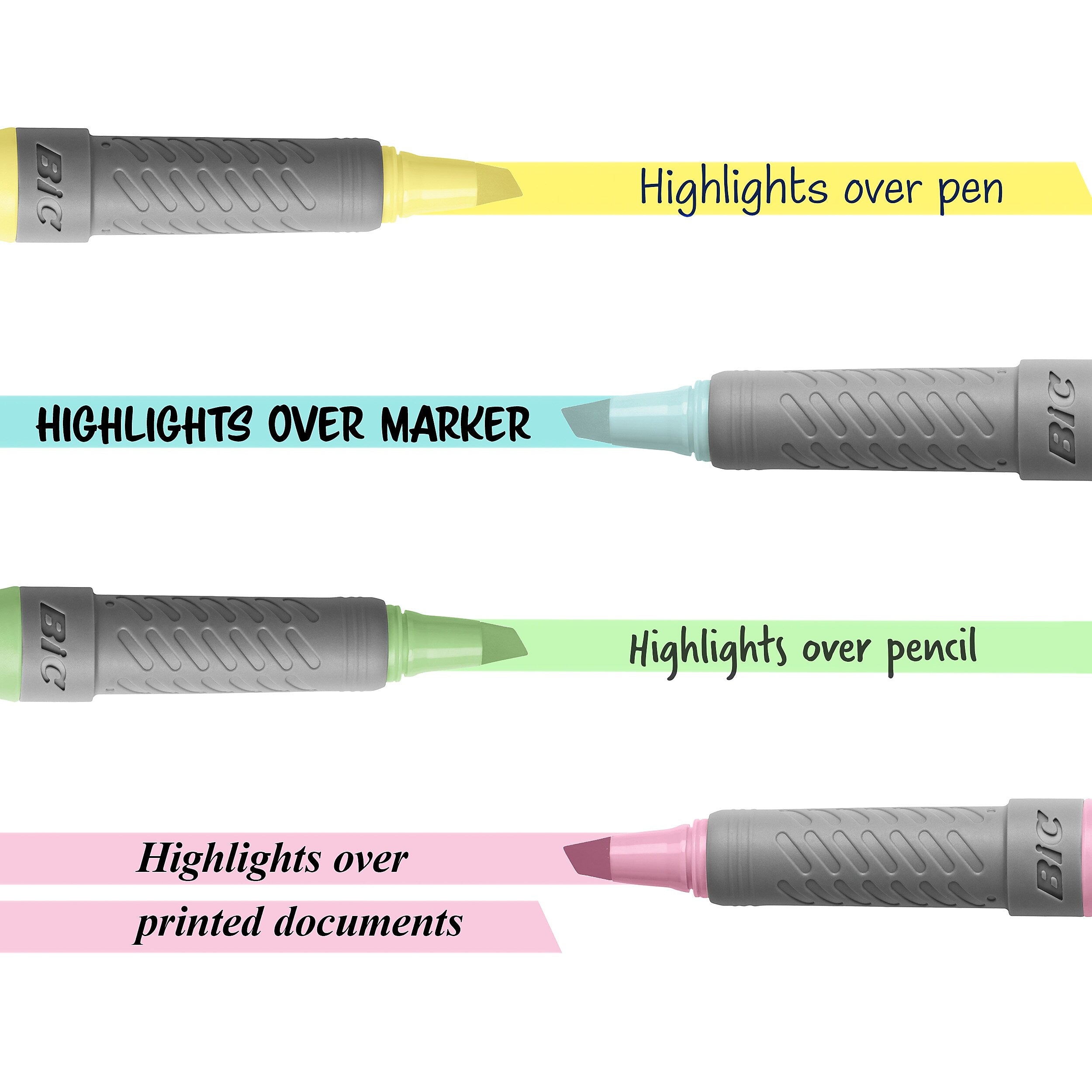 BIC Brite Liner Stick Highlighter with Grip, Chisel Tip, Assorted Colors, 6/Pack (GBLDP61-AST )