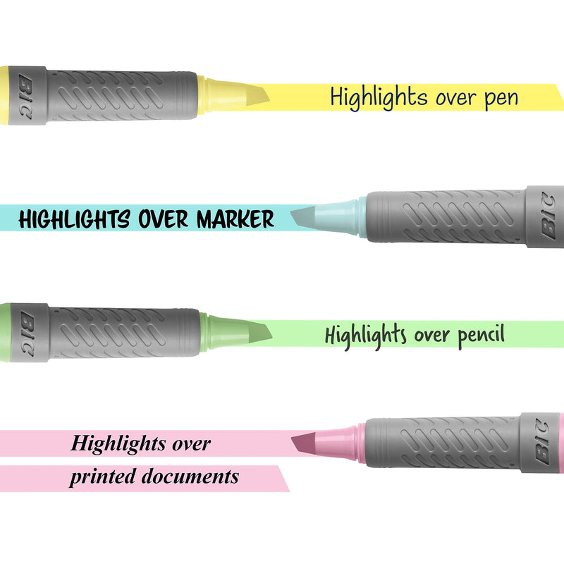 BIC Brite Liner Stick Highlighter with Grip, Chisel Tip, Assorted Colors, 6/Pack (GBLDP61-AST )