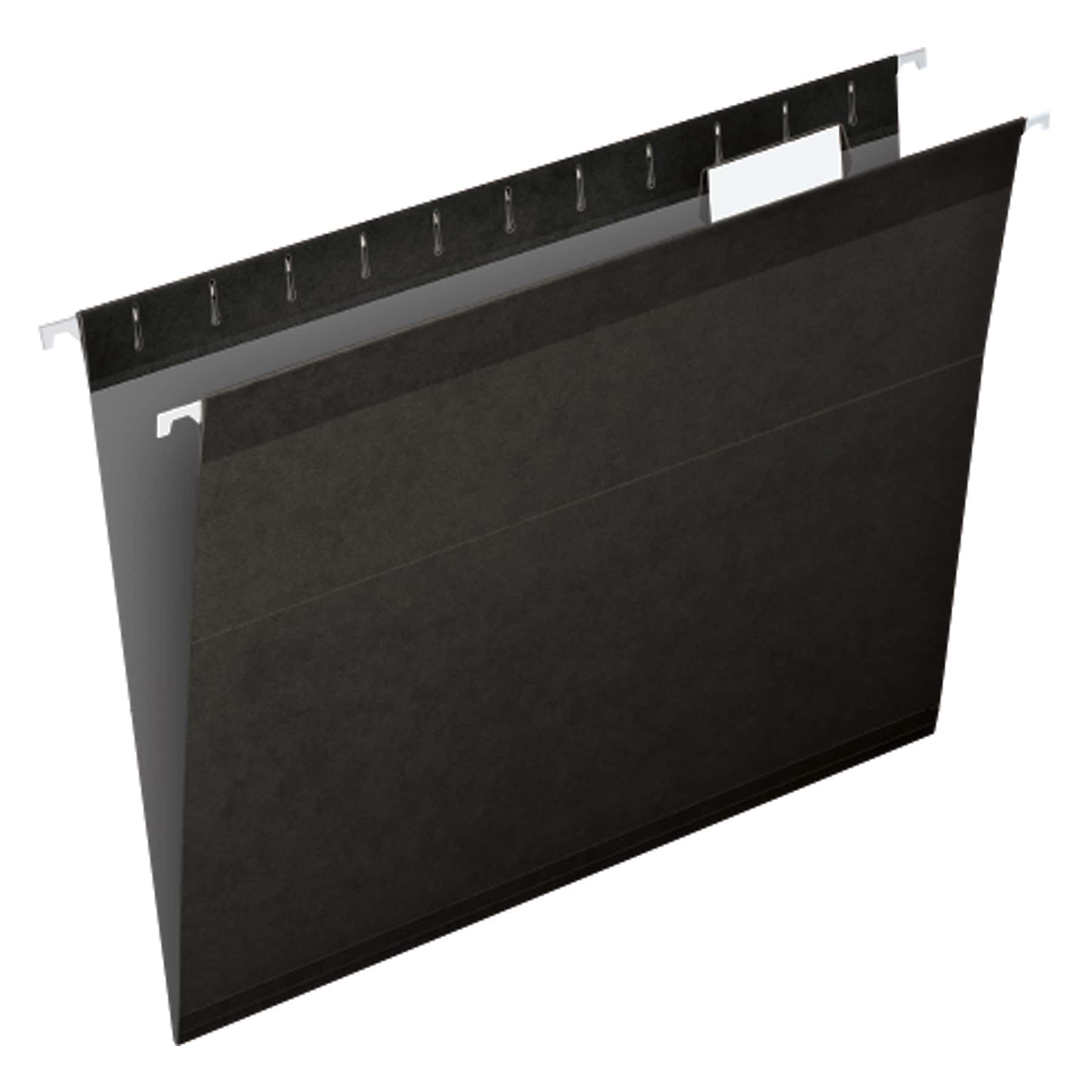 Pendaflex Reinforced Hanging File Folders, 1/5 Tab, Letter Size, Black, 25/Box (04152 1/5 BLA)
