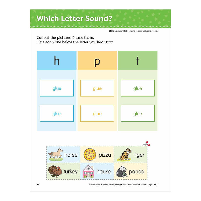 Evan-Moor Early Learning Spelling Activity Book Bundle, Grade PreK Workbook, 2 Books/Set