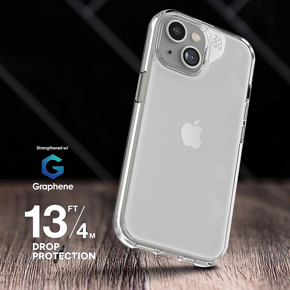 Zagg Crystal Palace Phone Case for iPhone 15/14/13, Shock Absorbing, Clear (702311699)