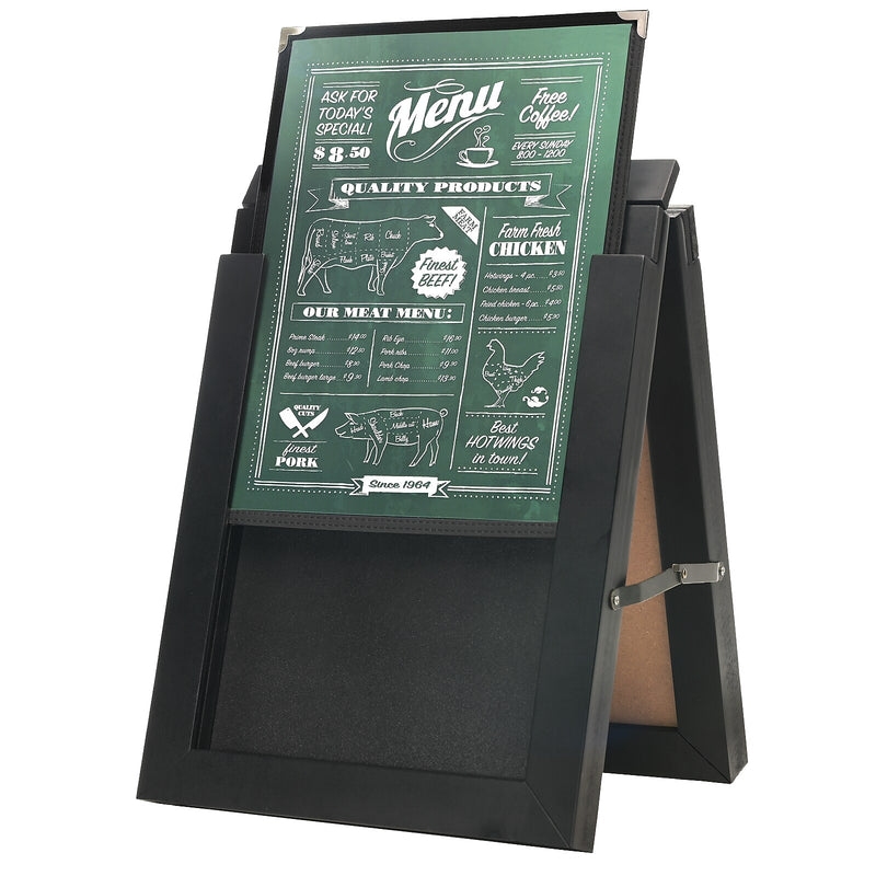 Excello Global Products Double-Sided Tabletop A-Frame Chalkboard and Menu Holder, 11" x 14", Black (EGP-MENU-AFRAME)