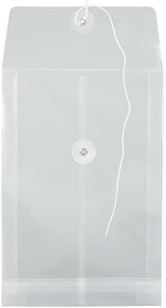 JAM Paper Premium Plastic Filing Envelope with Button & String Closure, Clear, 3/Pack (472B1CLX3)