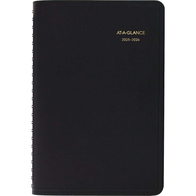 2025-2026 AT-A-GLANCE 5" x 8" Academic Year Daily Planner, Faux Leather Cover, Black (70-807-05-26)