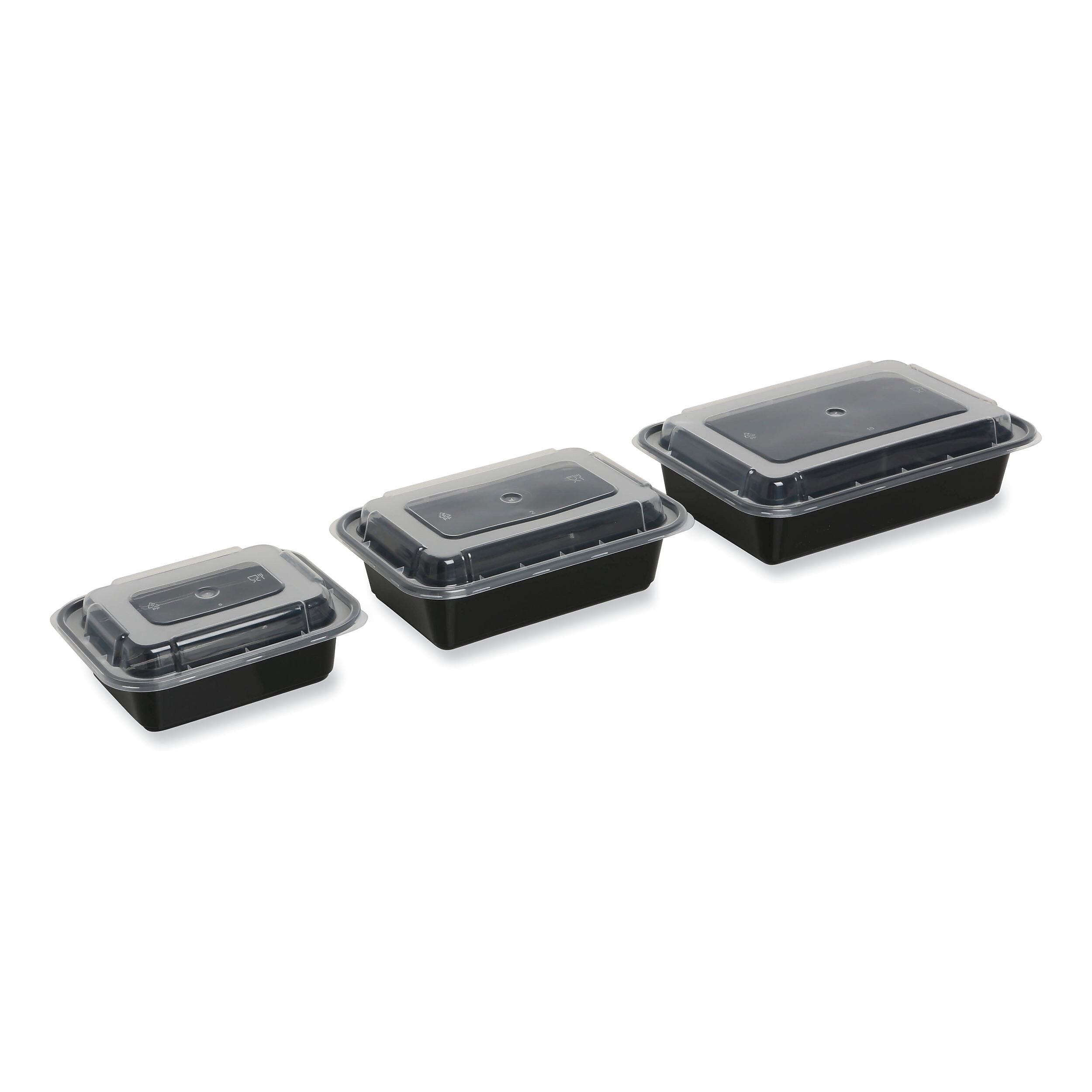 GEN Food Container with Lid, 16 oz, 7.48 x 5.03 x 2.04, Black/Clear, Plastic, 150/Carton