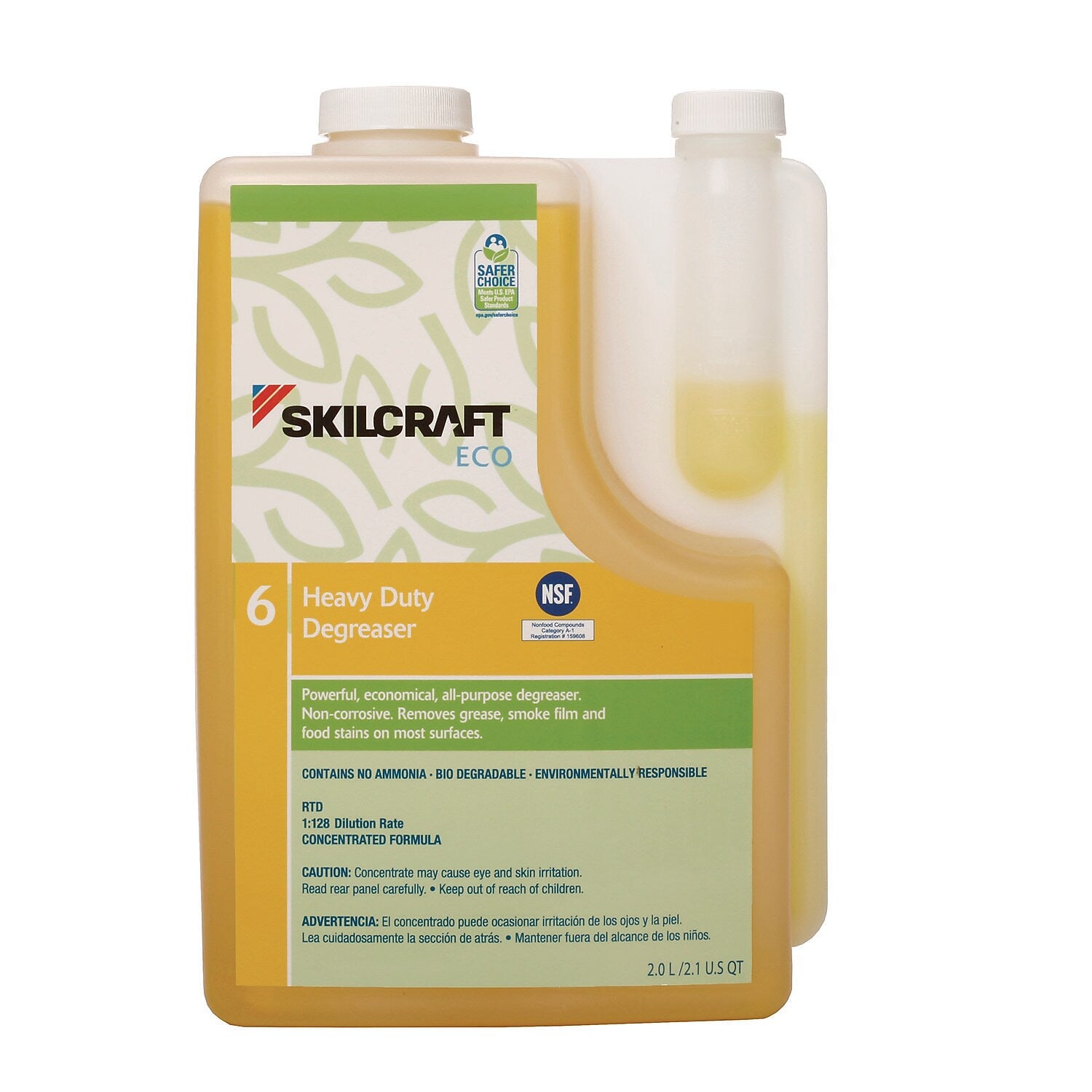 AbilityOne SKILCRAFT ECO Heavy-Duty All-Purpose Degreaser, 2 Liter, 4/Pack (793-00-171-49189)
