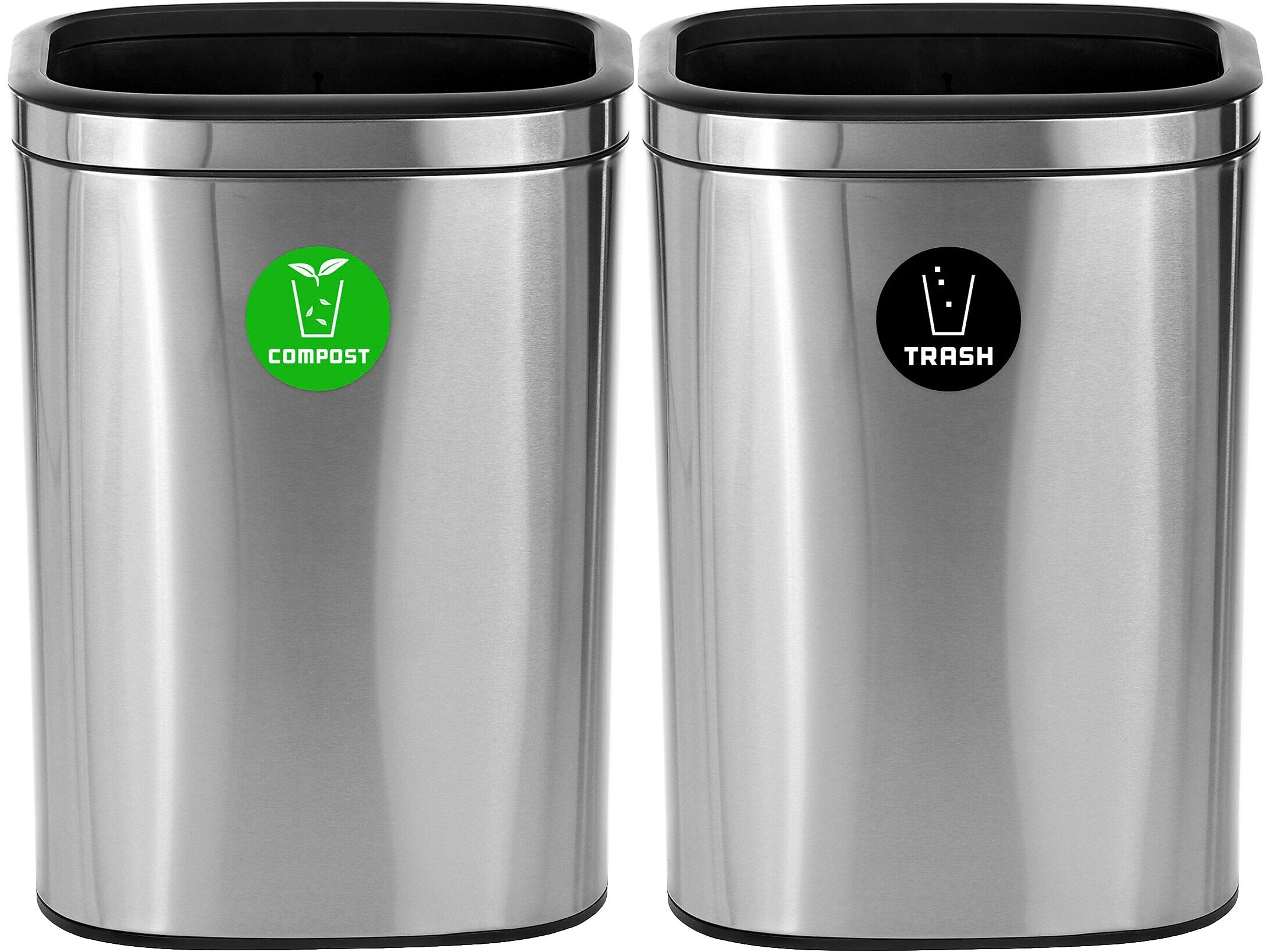 Alpine Industries Dual-Stream Recycling Station, 10.5 Gallon, Stainless Steel (ALP470-40L-CO-T)