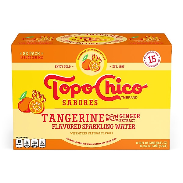 Topo Chico Sabores Tangerine Ginger Sparkling Water, 12 oz., 8 Cans/Pack (412571)