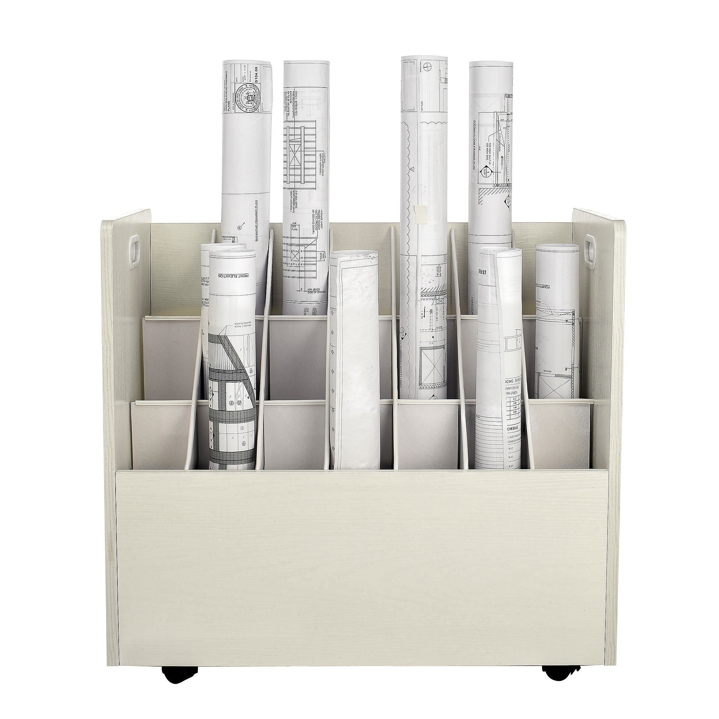 AdirOffice 21-Slot Mobile Roll File, 28.5"H x 30"W x 15.75"D, White (625-WHI-KIT1)