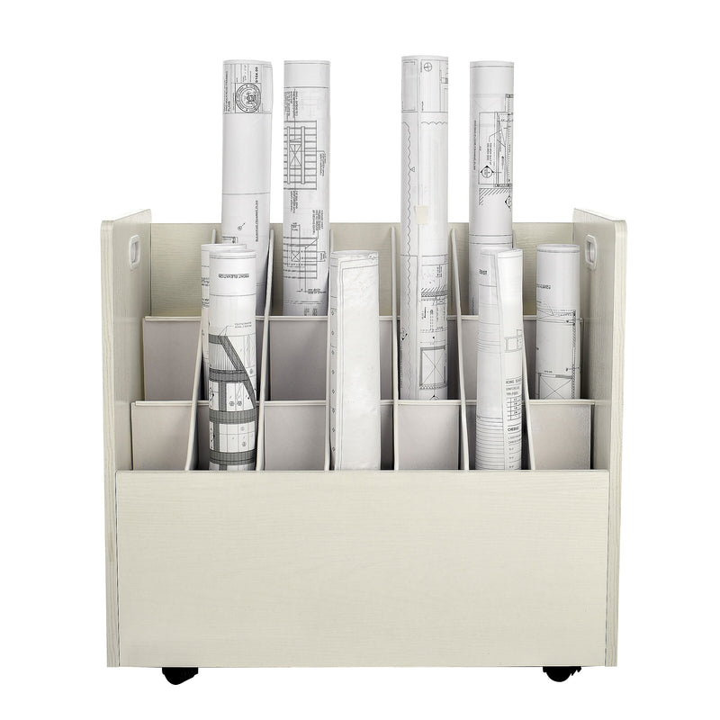 AdirOffice 21-Slot Mobile Roll File, 28.5"H x 30"W x 15.75"D, White (625-WHI-KIT1)