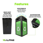 Alpine Industries GS Series Steel Trash Can & Recycling Bin Combo, 80 Gallon, Green (ALP471-40-SILGC-MK)