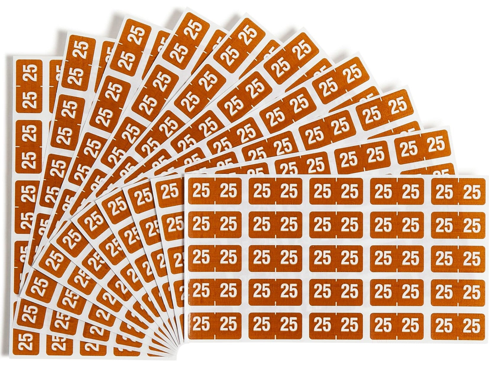 Smead "25" ETS Color-Coded Labels, 1" x 0.5" Brown, 25 Labels/Sheet, 10 Sheets/Pack (67925)