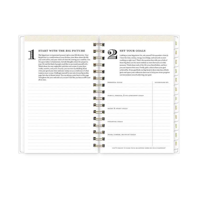 Planning Calendar DD Rugby Stripe Navy Frosted PP 5x8 RY26 Daily/Mthly Safety Wirebound -