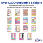 Avery Budget Planner Stickers Pack, Assorted Colors, 1,230/Pack (6788)