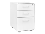 Poppin Stow 3-Drawer Mobile Vertical File Cabinet, Letter/Legal Size, Lockable, 24"H x 15.75"W x 20"D, White (100425)
