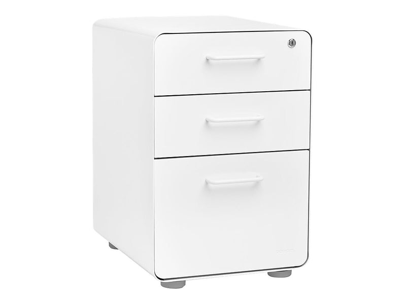 Poppin Stow 3-Drawer Mobile Vertical File Cabinet, Letter/Legal Size, Lockable, 24"H x 15.75"W x 20"D, White (100425)