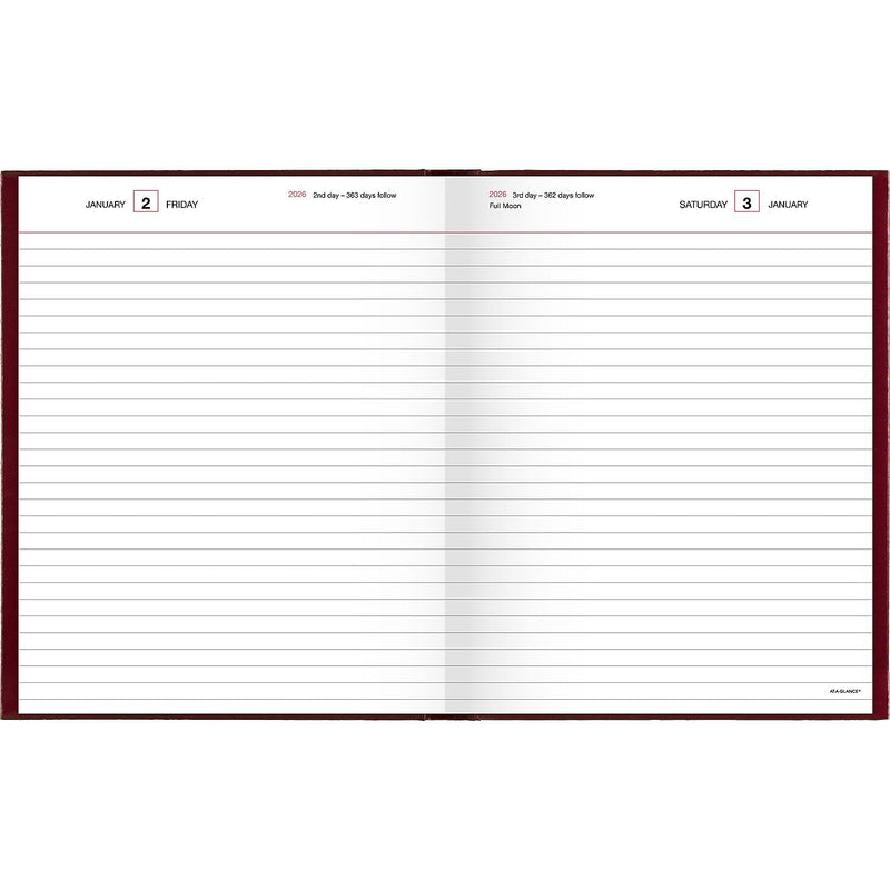 AT-A-GLANCE 2026 Hardcover Diary, 7.5" x 9.5", Ruled, Red (SD374-13-26)