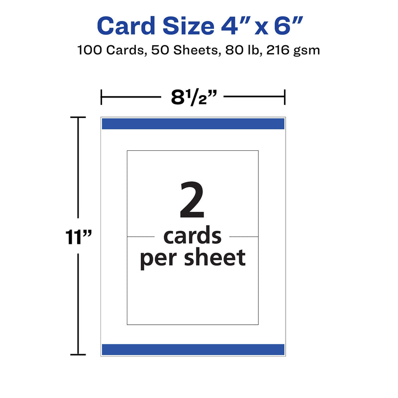 Avery Postcards, Matte White, 4" x 6", Laser, 100/Pack (5389)