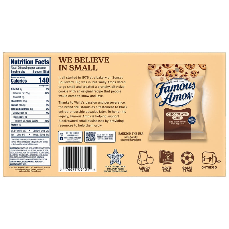 Famous Amos Wonders From the World Chocolate Cookies, 1 oz., 30/Carton (FEU06101)