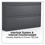 Alera 4-Drawer Lateral File Cabinet, Letter/Legal Size, Lockable, 52.5"H x 42"W x 18.63"D, Charcoal (ALEHLF4254CC)