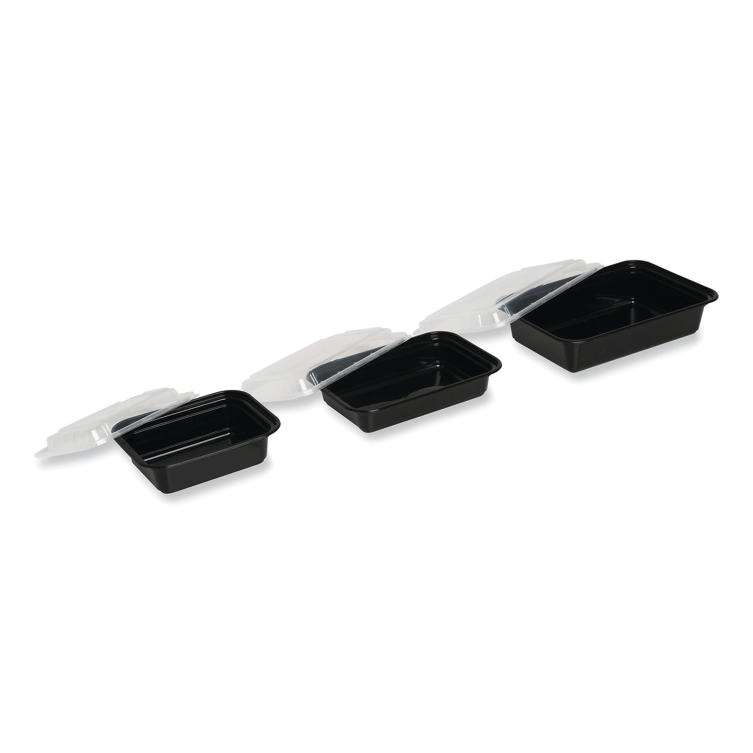 GEN Food Container with Lid, 38 oz, 8.81 x 6.02 x 2.48, Black/Clear, Plastic, 150/Carton
