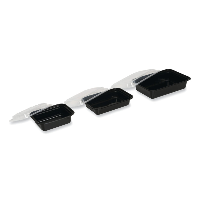 GEN Food Container with Lid, 38 oz, 8.81 x 6.02 x 2.48, Black/Clear, Plastic, 150/Carton