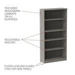 Alera Valencia Series Bookcase, Four-Shelf, 31.75" x 14" x 64.75", Gray
