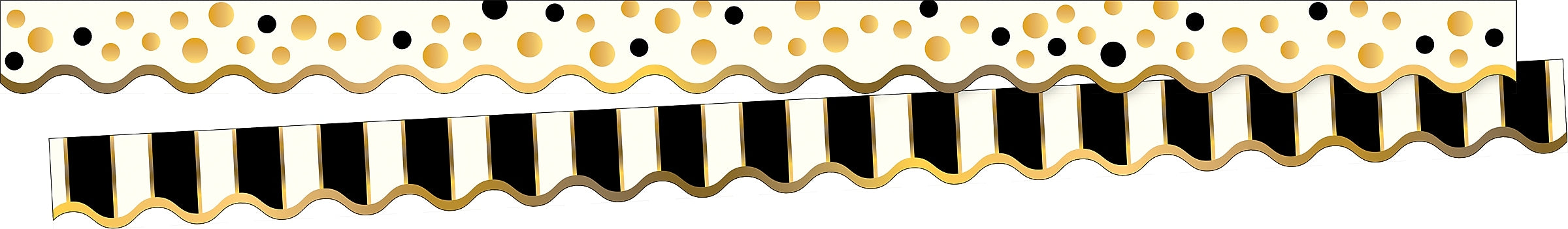 Barker Creek Double-Sided Scalloped Border, 36" x 2.25", Gold Bars, 26/Pack (BC3697)