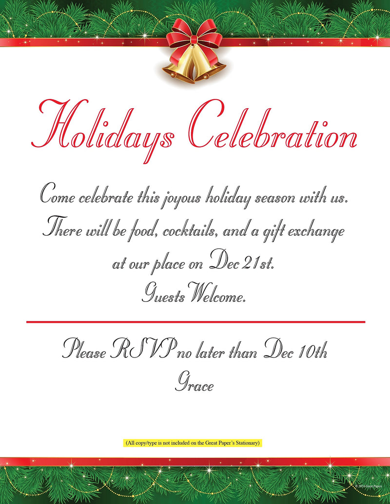 Great Papers! Holiday Stationery Letterhead Holiday Bells , Multicolor, 50 sheets (2024029)