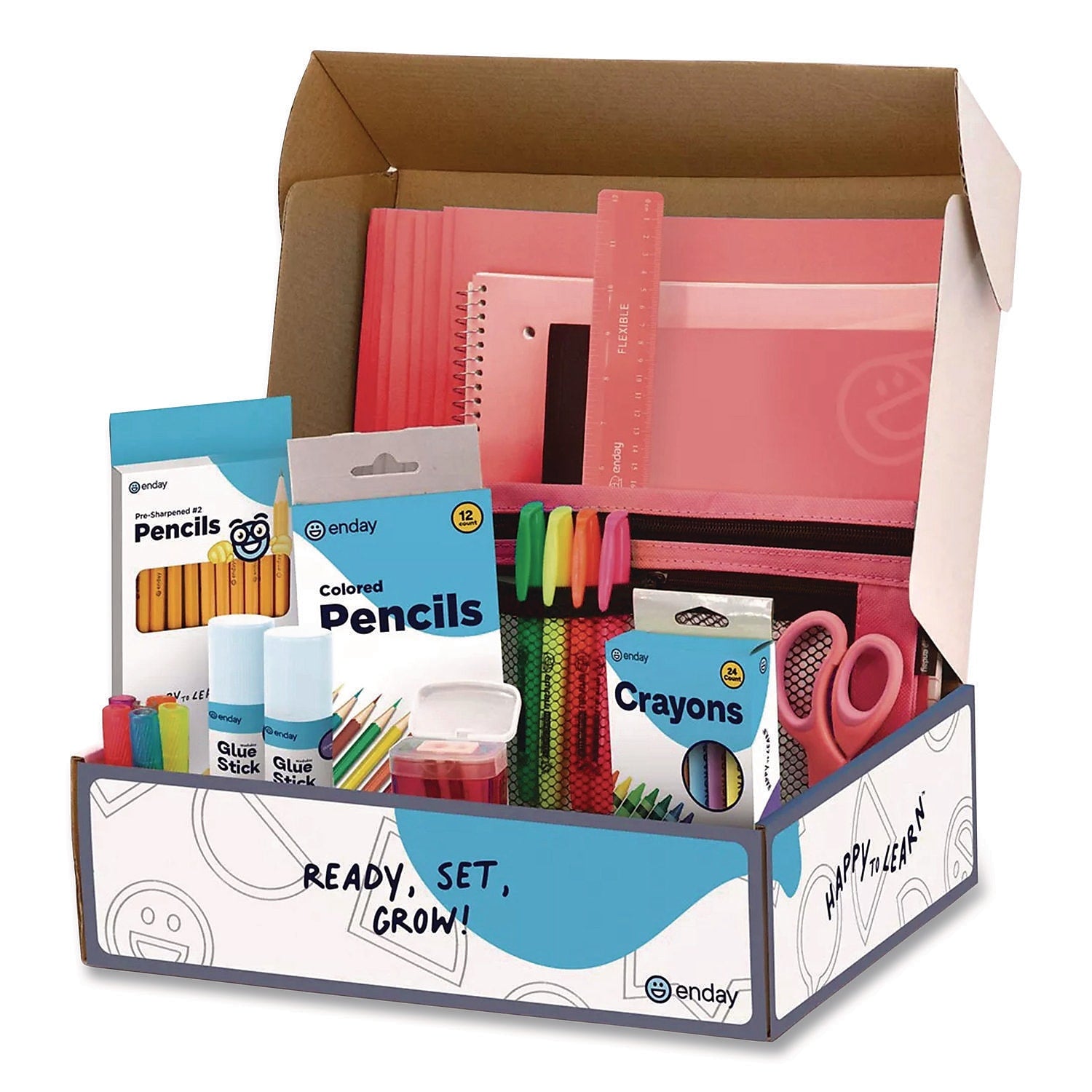 Enday Back to School Supplies Kit for Grades K-5, Red (1319)