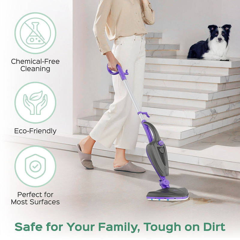 Treblab Turonic 10-in-1 1500W Steam Mop with Detachable Handle, Purple/White (ST3)