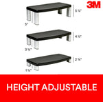 3M Adjustable Monitor Stand, Up to 40 lbs., Black (MS90B)