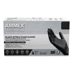 AMMEX Professional Nitrile Exam Gloves, Powder-Free, 3 mil, Medium, Black, 100/Box, 10 Boxes/Carton