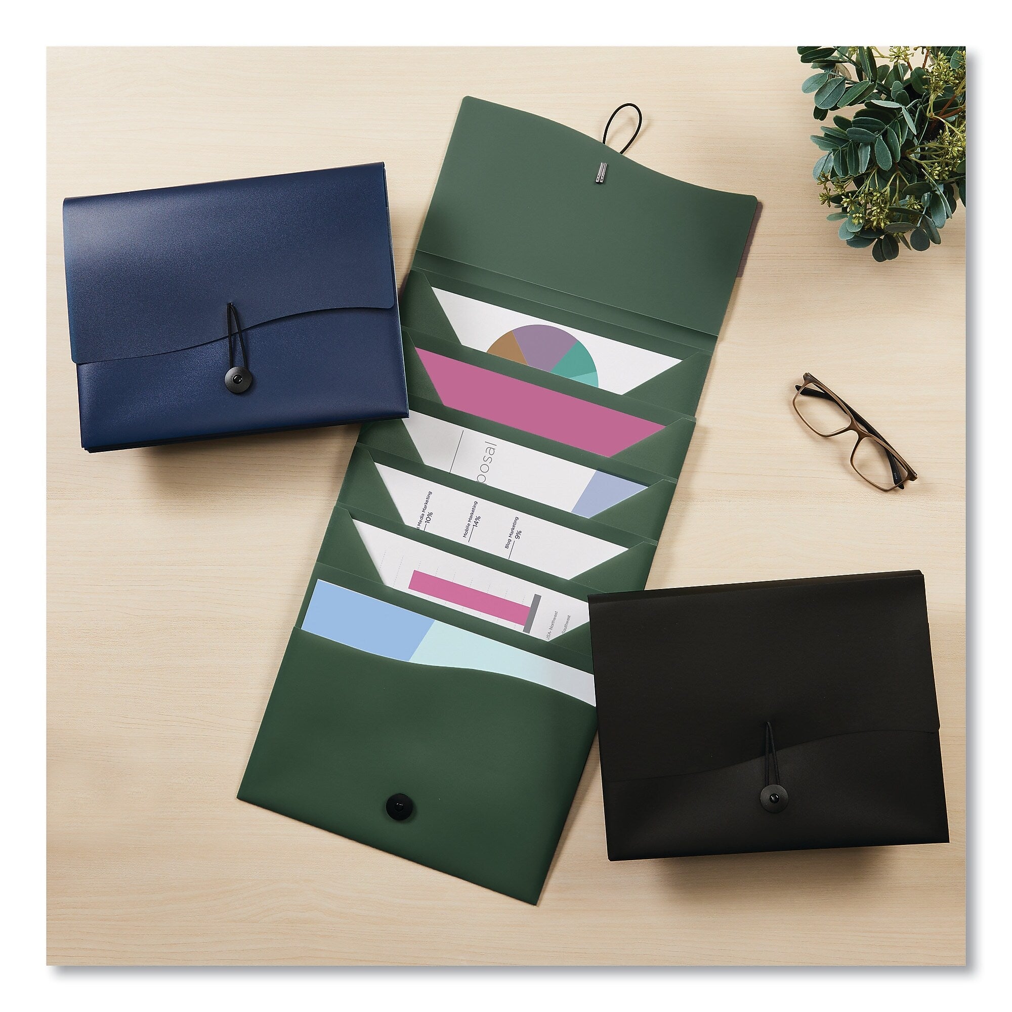 Avery Slide and View Expanding File, 6 Sections, Hook/Loop Closure, Letter Size, Navy Blue
