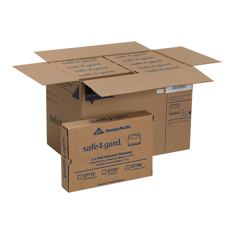 Georgia-Pacific Safe-T-Gard Toilet Seat Cover Dispenser, Half-fold, Black, 10/Carton (57748)