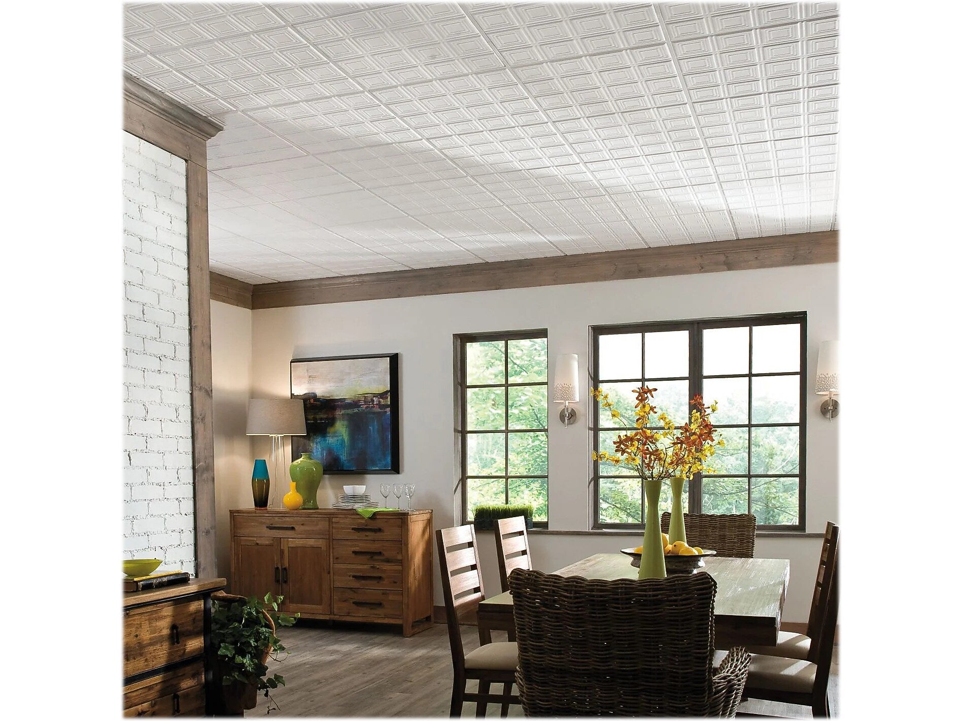 Armstrong TINCRAFT Tegular Edge Ceiling Tile, 24" x 24", White, 8/Carton (BP8009A)