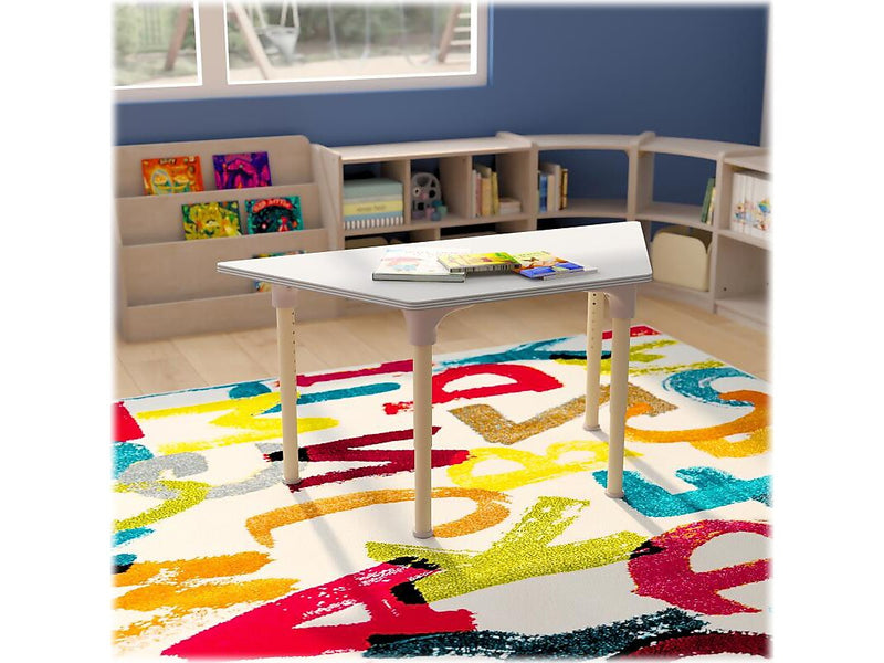 Flash Furniture Bright Beginnings Hercules Trapezoid Table, 47" x 20.75", Height Adjustable, Beech/White (MK-ME088028-GG)