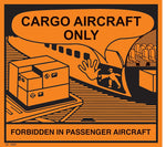Decker Tape Products DL1920 "CARGO AIRCRAFT ONLY" Adhesive Label, 4 3/8" x 4 3/4", Orange/Black, 500 Labels/Roll (10000053)