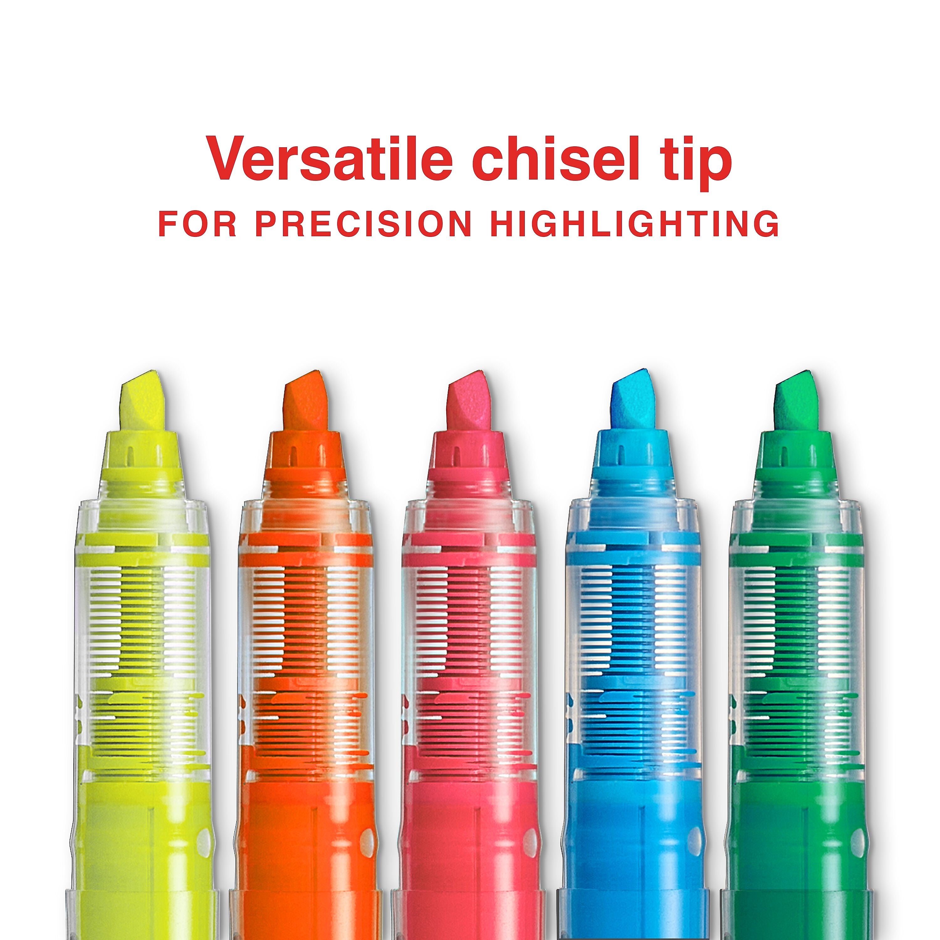 Staples® Hype Stick Highlighters, Chisel Tip, Assorted, 5/Pack (34657-CC)