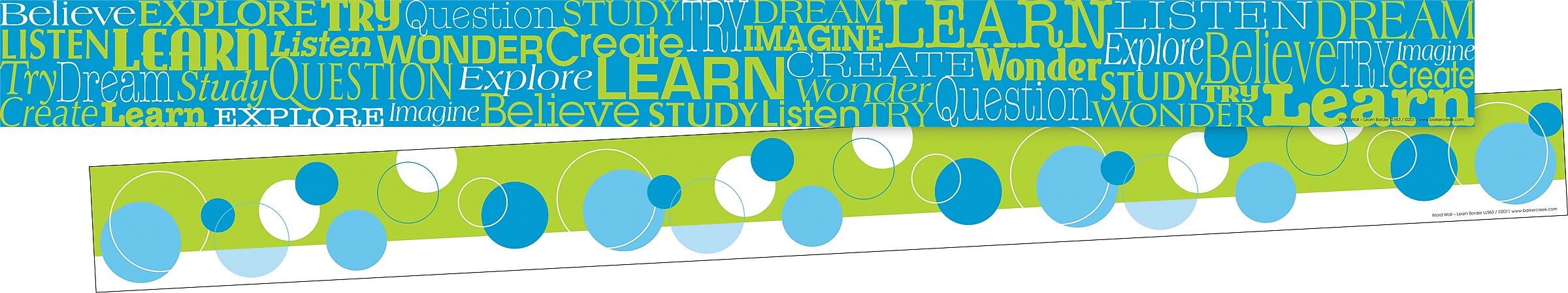 Barker Creek Double-Sided Border with Motivational Words, 35" x 3", Word Wall Learn, 24/Pack (BC3674)