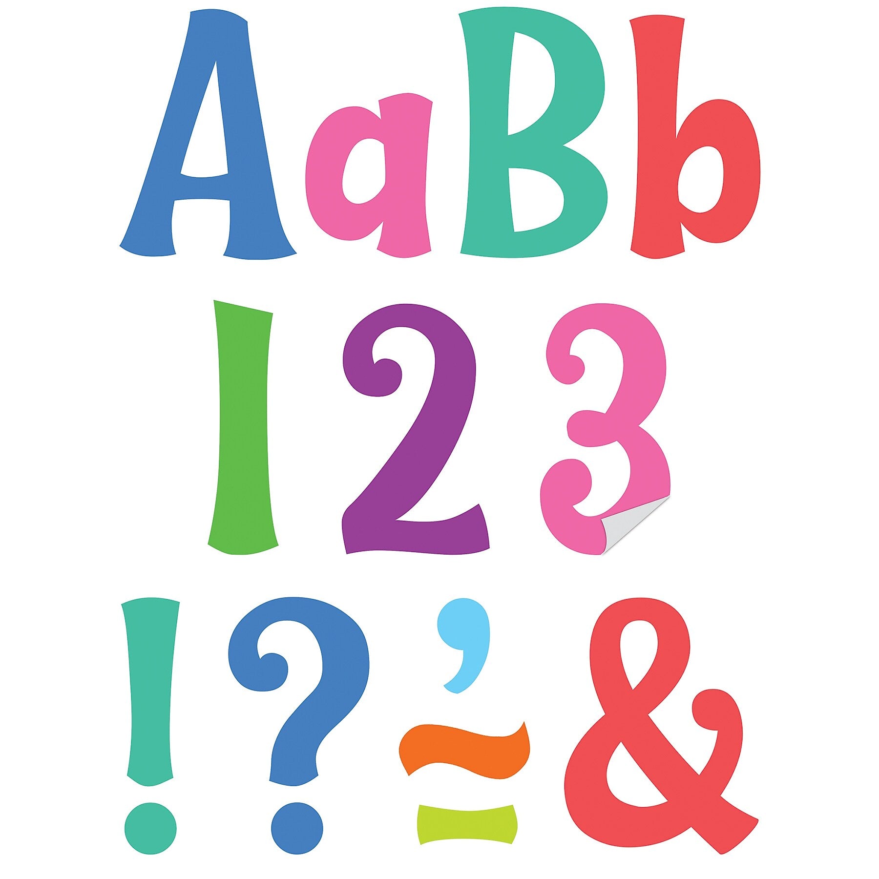 Teacher Created Resources Colorful Wild Whimsy 4" Self-Adhesive Letters and Numbers, Multicolored, 222/Pack (TCR9645)