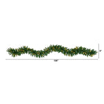 Nearly Natural 9-ft Christmas Pine Artificial Garland with 50 Warm White LEDs Lights (W1100)