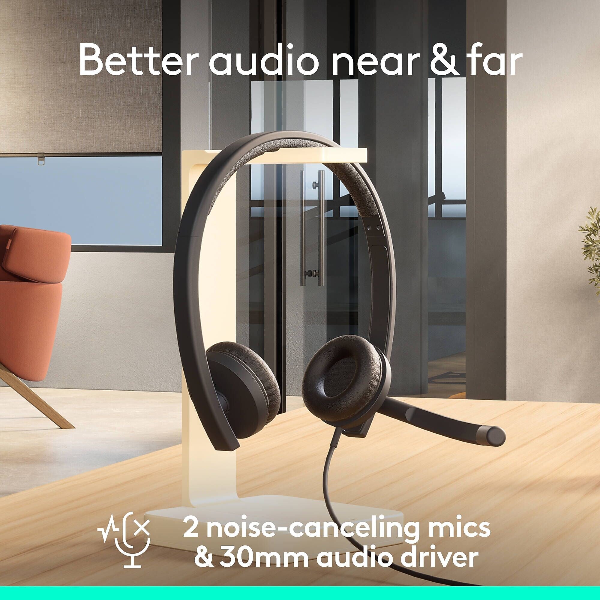 Logitech H570e Noise Canceling Stereo Computer Headset, USB-A, MS Certified (981-001428)