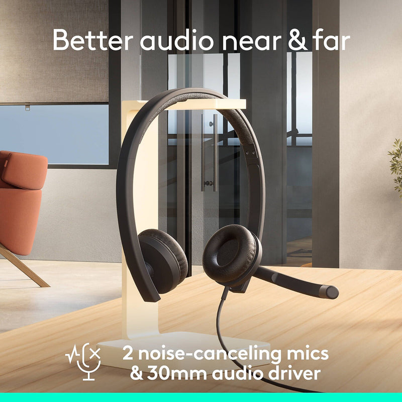 Logitech H570e Noise Canceling Stereo Computer Headset, USB-A, MS Certified (981-001428)