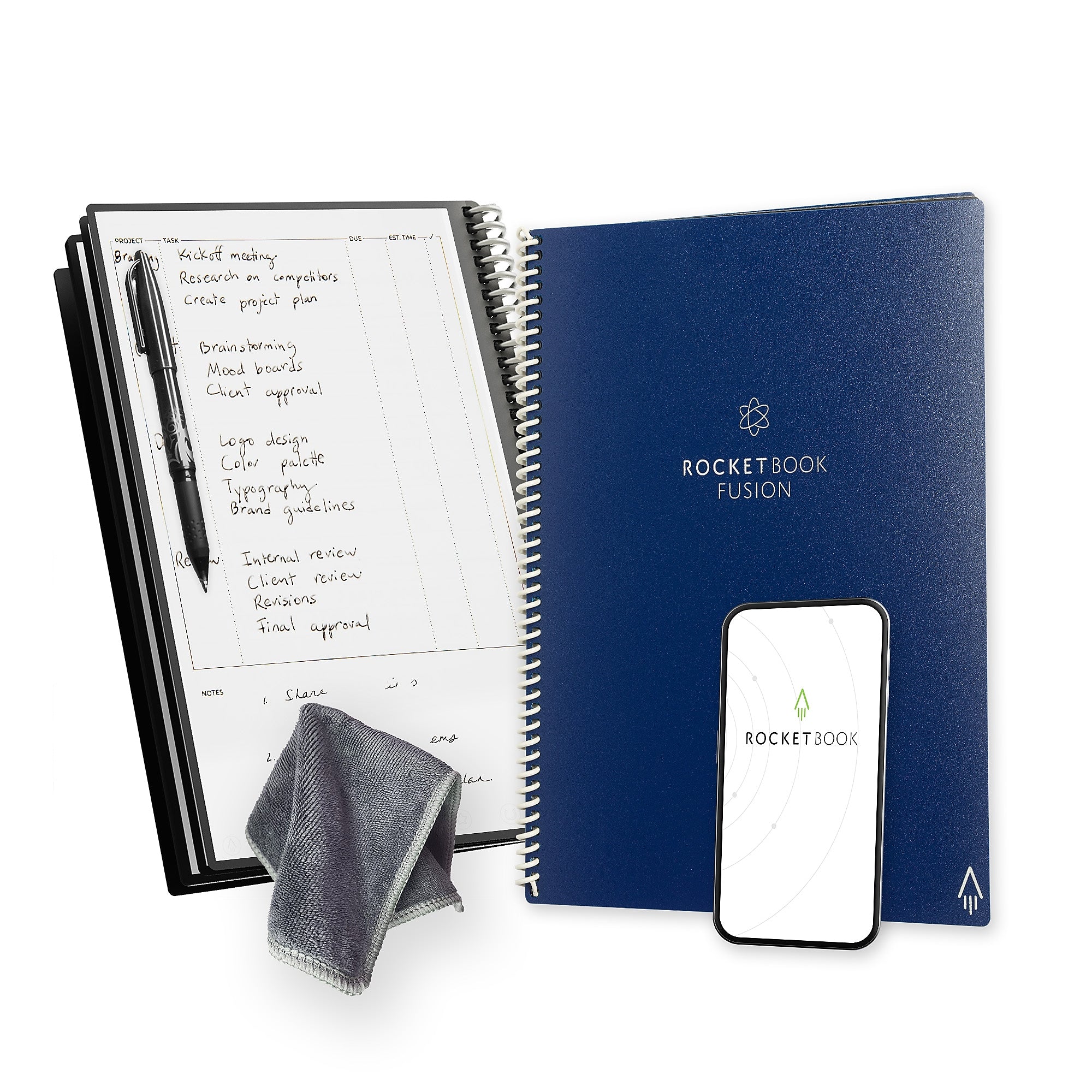 Rocketbook Fusion Reusable Notebook Planner Combo, 8.5" x 11", 42 Sheets, Blue (EVRF-L-RC-CDF-FR)